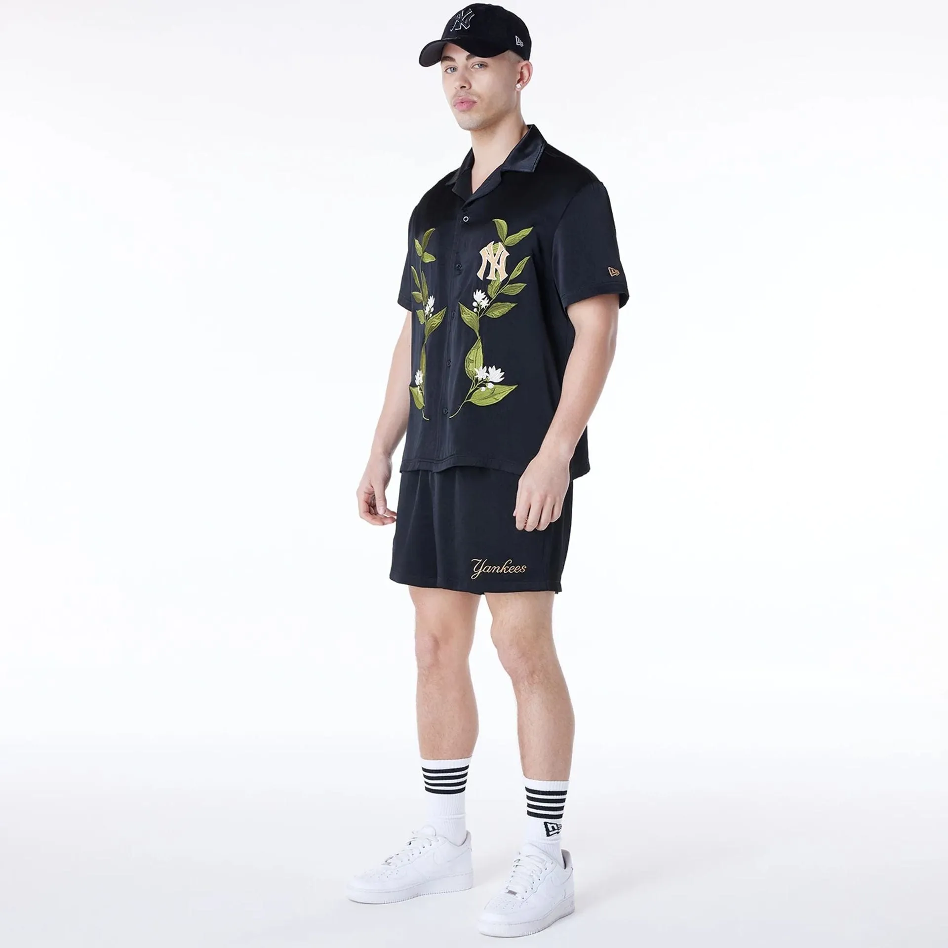 New York Yankees Floral Revere Black Short Sleeve Shirt Chill Vibes OdorResistantTechnology