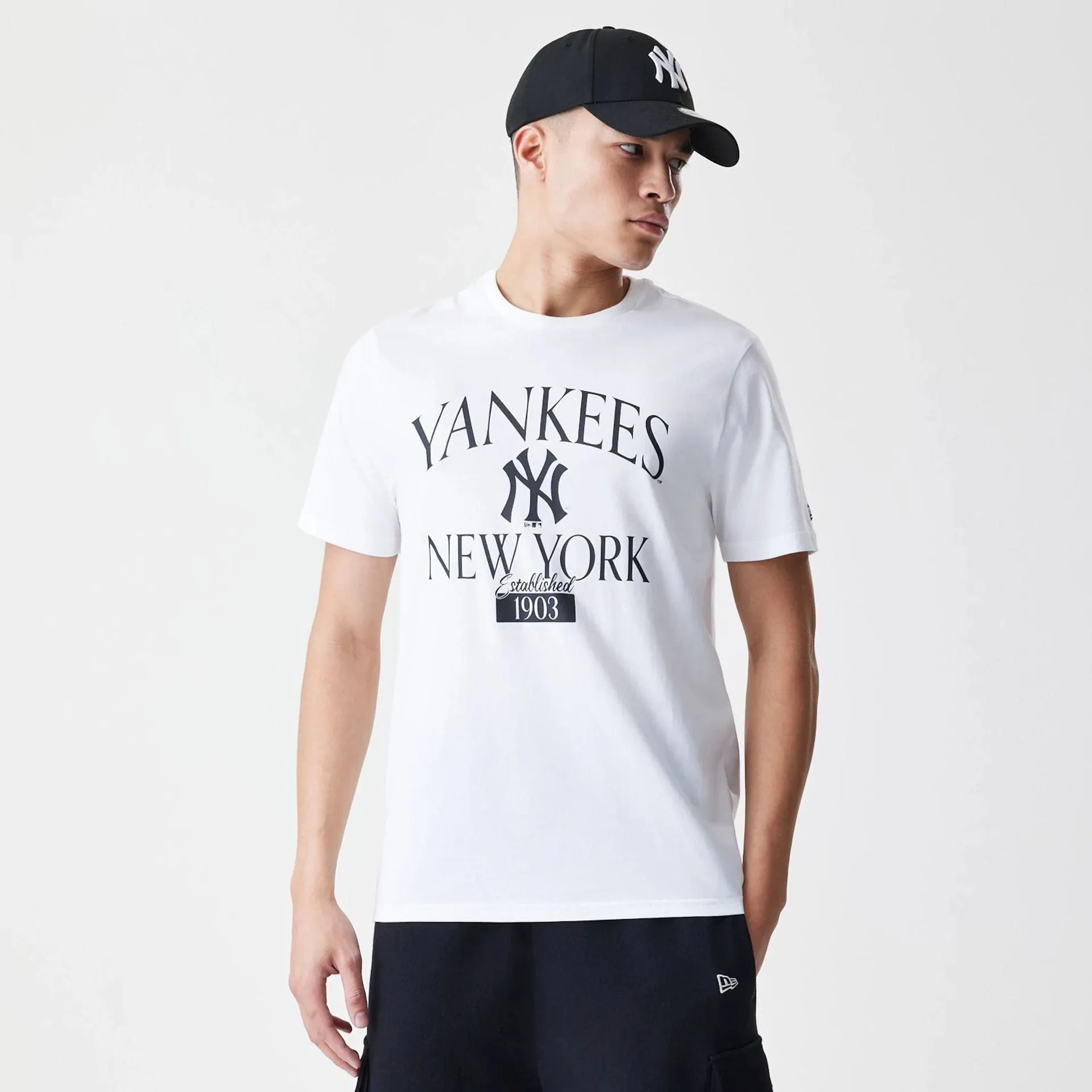 New York Yankees MLB Arch Wordmark White T-Shirt ReinforcedNeckline