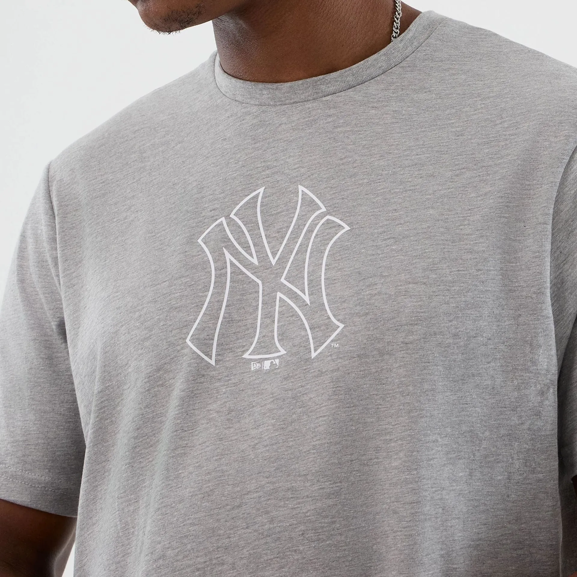 Comfy Apparel Round neck simplicity New York Yankees MLB Back To School Grey T-Shirt