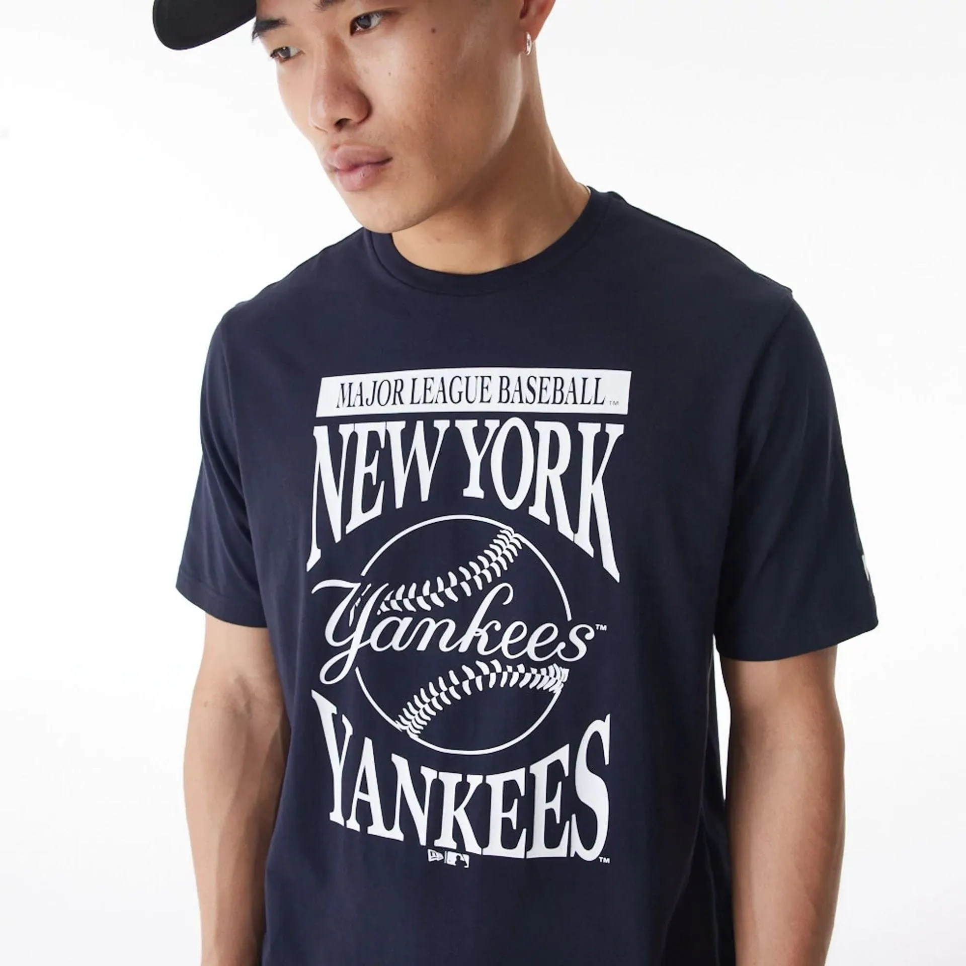 New York Yankees MLB Baseball Stack Navy T-Shirt BreathableFabric