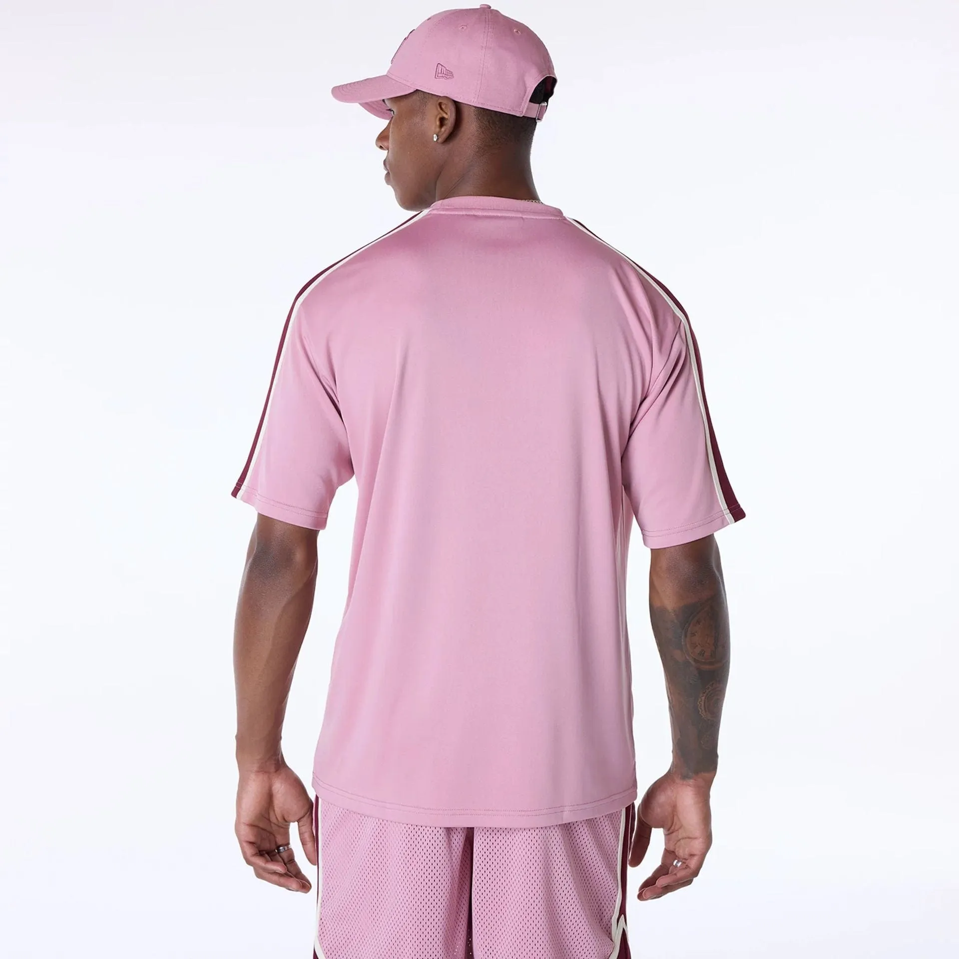 New York Yankees MLB Floral Dark Pink Oversized T-Shirt Easy and Relaxed