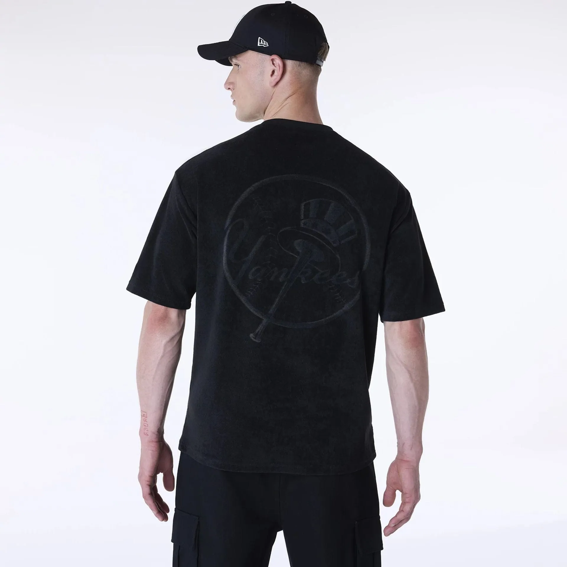 All Purpose Wear Urban Style New York Yankees MLB Towelling Black Oversized T-Shirt