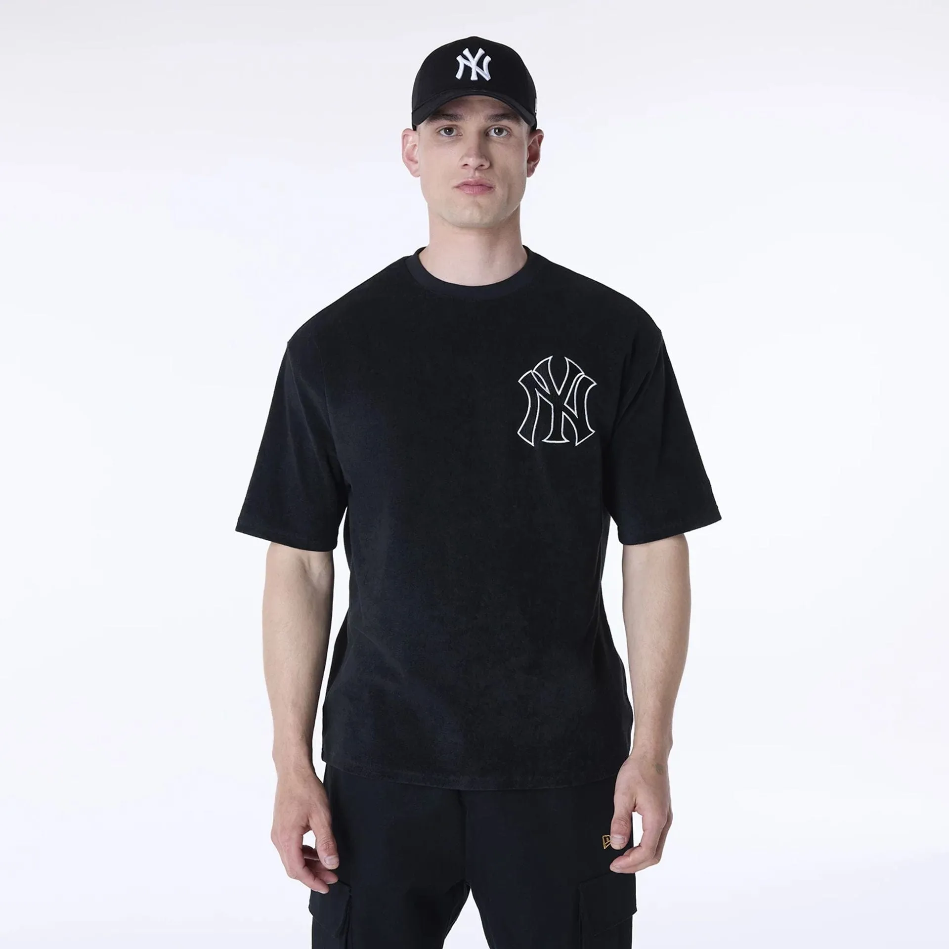 New York Yankees MLB Towelling Black Oversized T-Shirt Friction Free Inner Lining