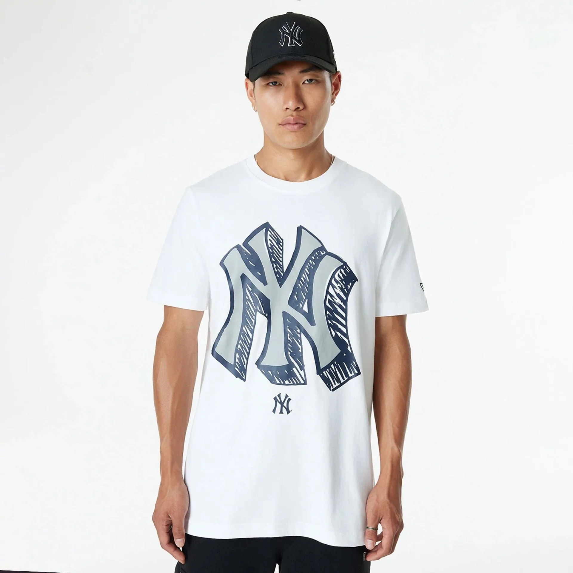New York Yankees Official Doodles White T-Shirt Tear Resistant