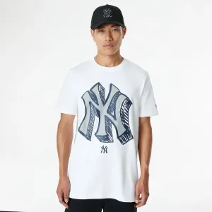 New York Yankees Official Doodles White T-Shirt Tear Resistant