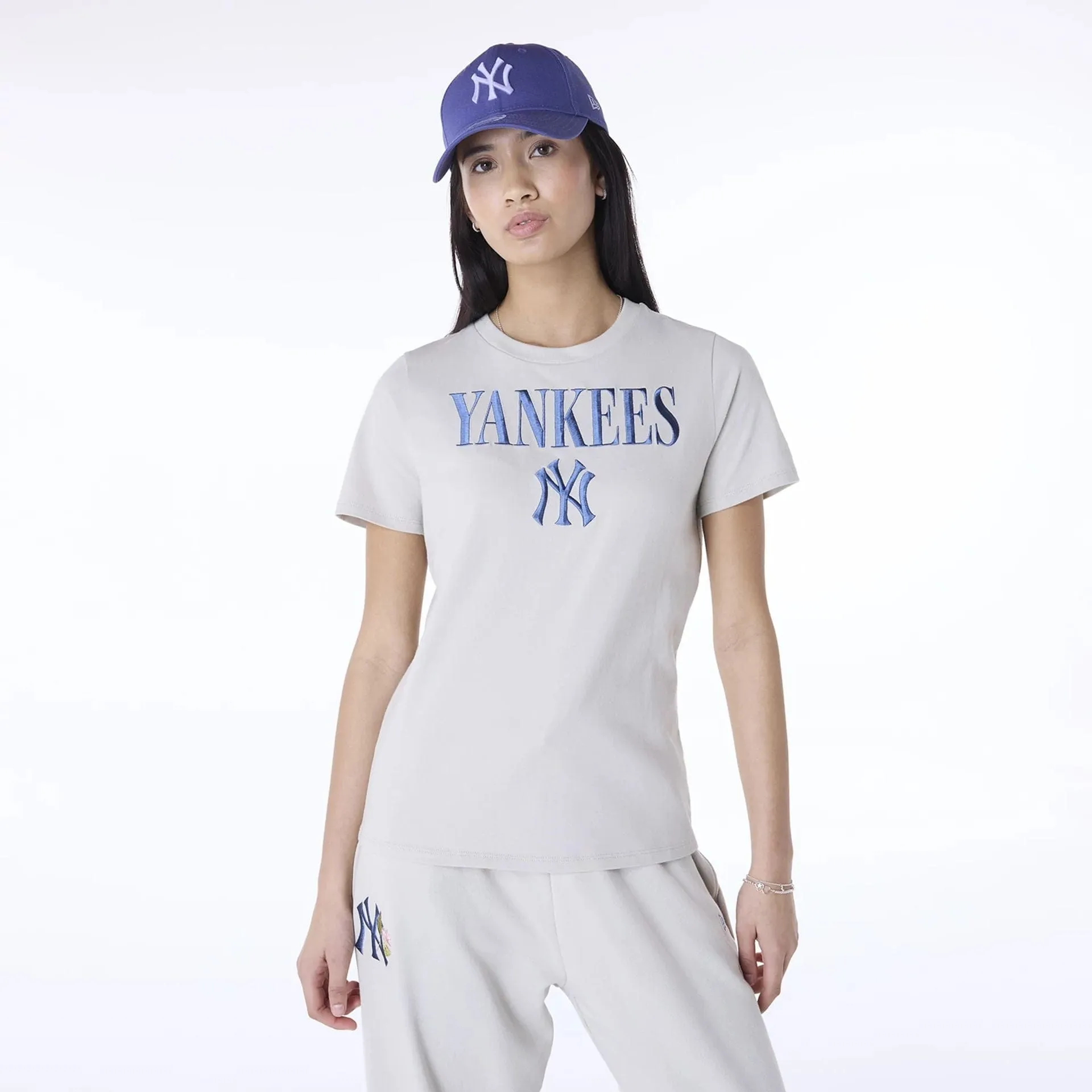 New York Yankees Womens MLB Cream T-Shirt Beaded details