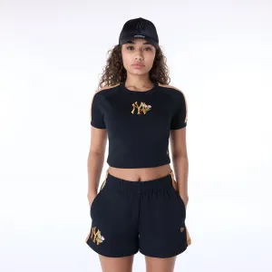 Reinforced Hems EcoFriendlyDyes New York Yankees Womens MLB Floral Black T-Shirt