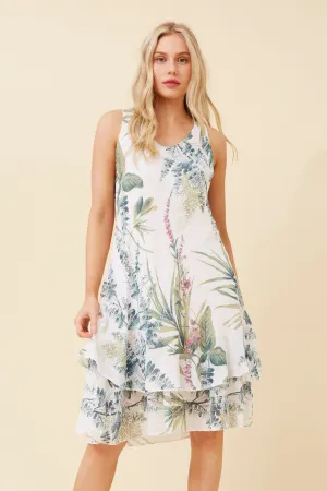 NICOLE FLORAL DOUBLE LAYER DRESS Shine Finish