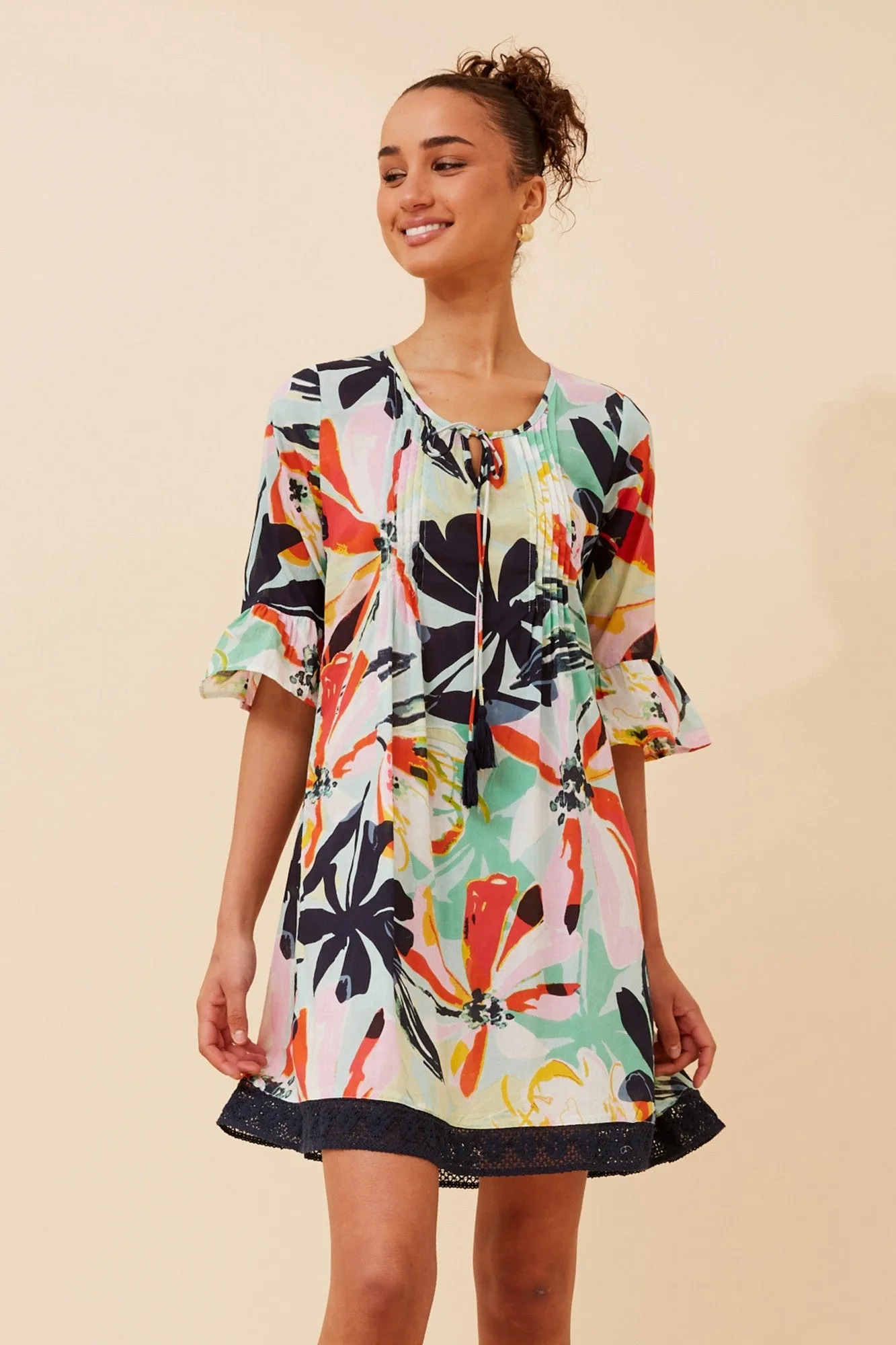 Light Blend Work Look NIETTA LEAF PRINT DRESS