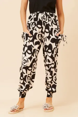 HighRiseWaistband Utility Ready ABSTRACT PRINT HAREM PANTS