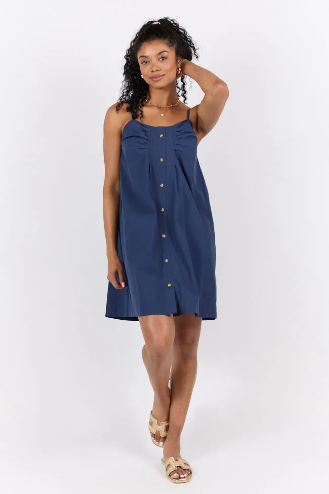 No Looking Back Navy Button Front Dress SALE Vacation Vibes