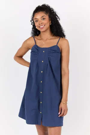 Soft Shape No Looking Back Navy Button Front Dress SALE