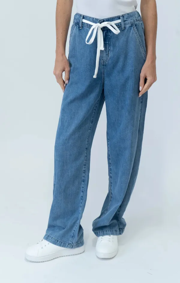 Wherever Denim Drawstring Pants ErgonomicStitching