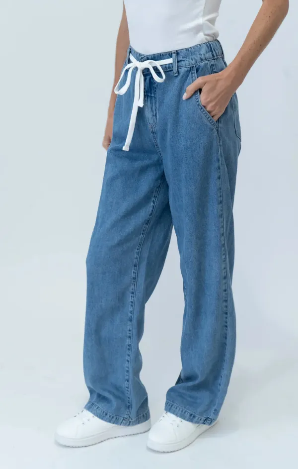 Wherever Denim Drawstring Pants Body Ready Breathable Waistband