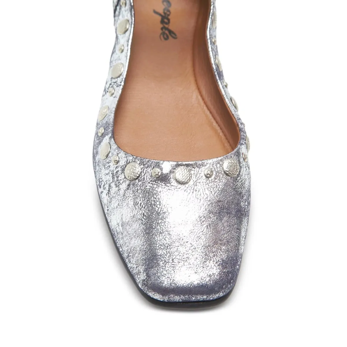 Free People Women's Mystic Mary Jane Flat Silver Distress Minimalist Ultra Pace