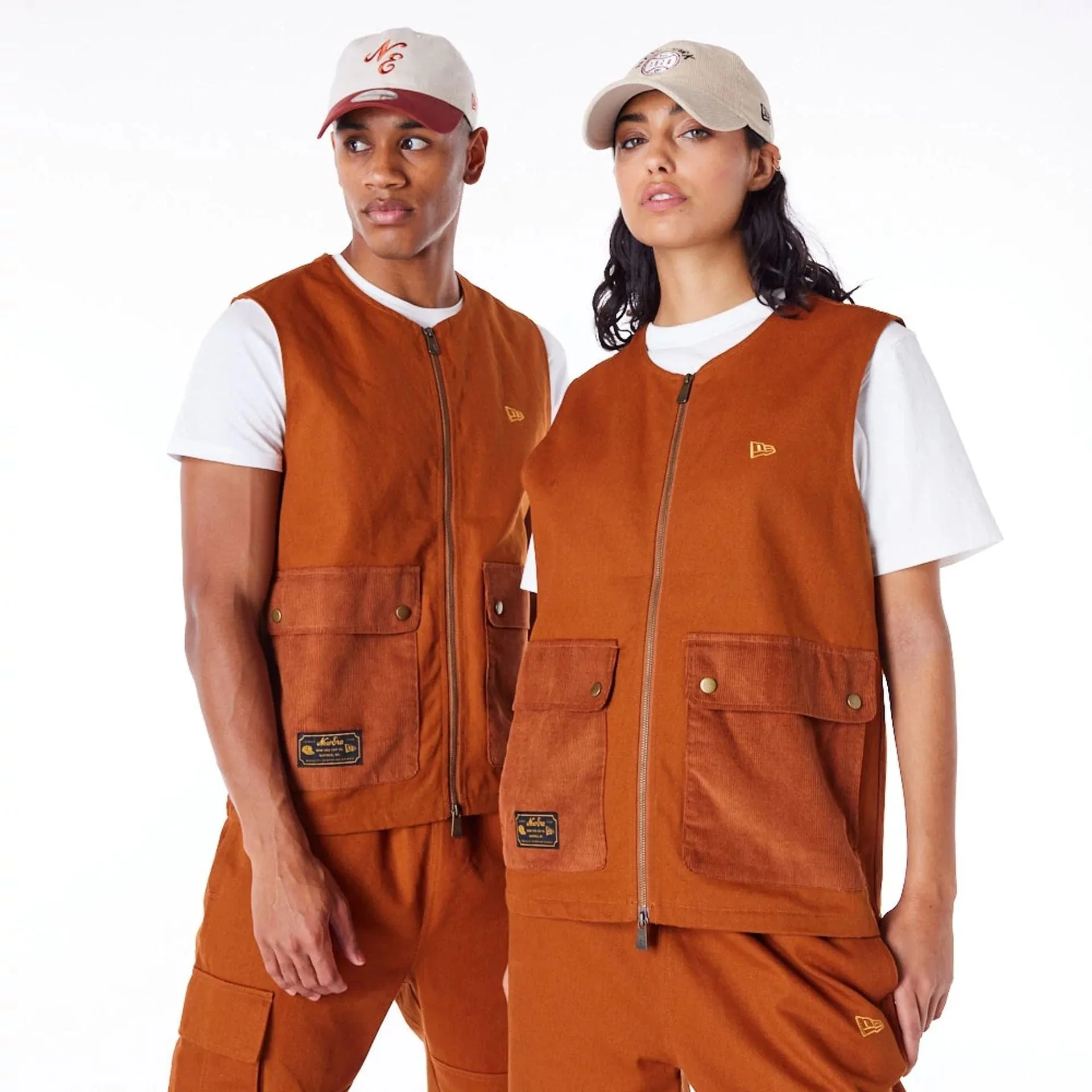 New Era Brown Utility Vest Top Party fun Low Profile Collar
