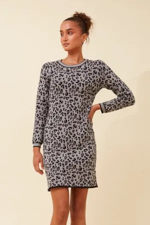NOVALEE ANIMAL PRINT KNIT DRESS Minimal Touch Elegant Mature