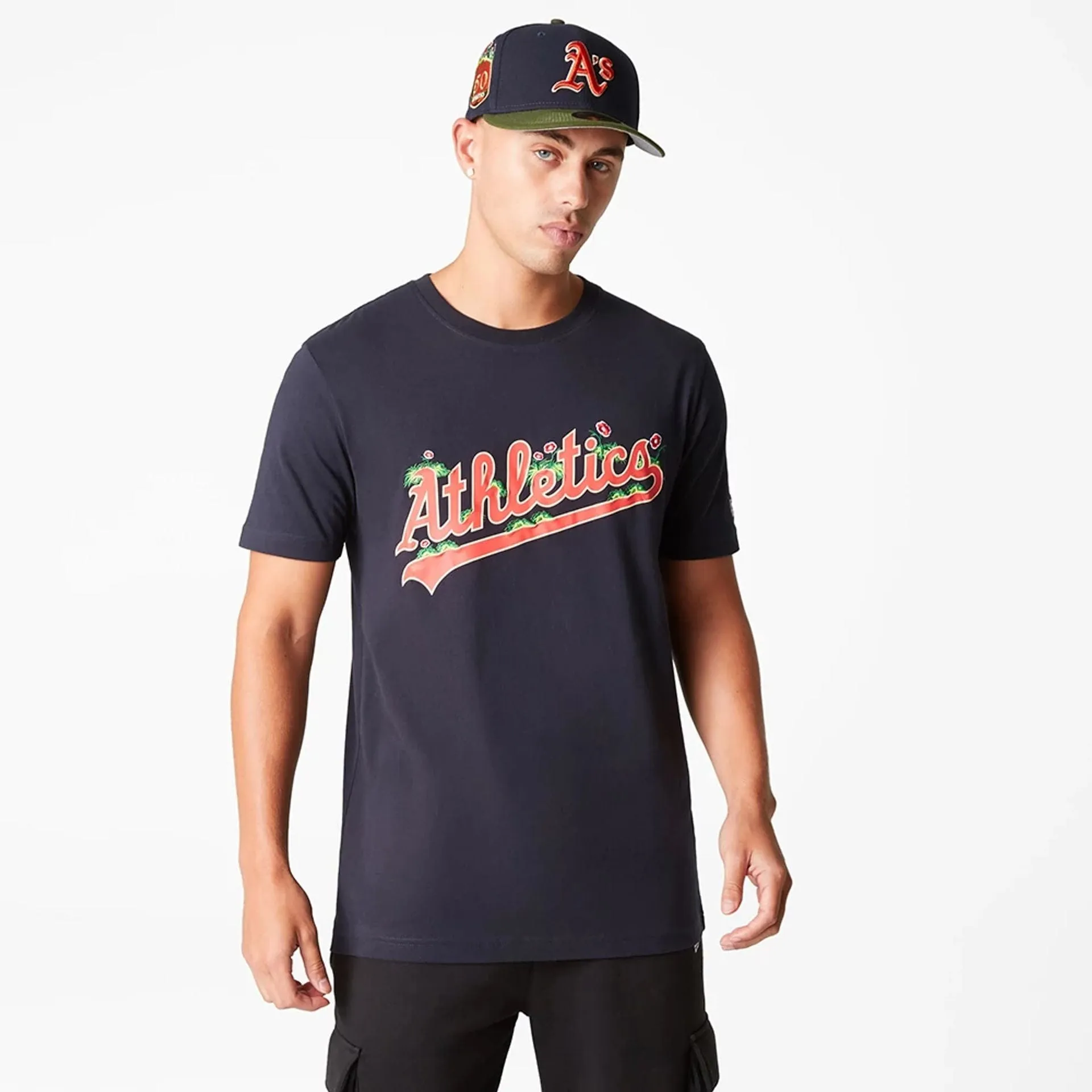 Chill Design Daily Fashion Oakland Athletics MLB Hook Up Navy T-Shirt