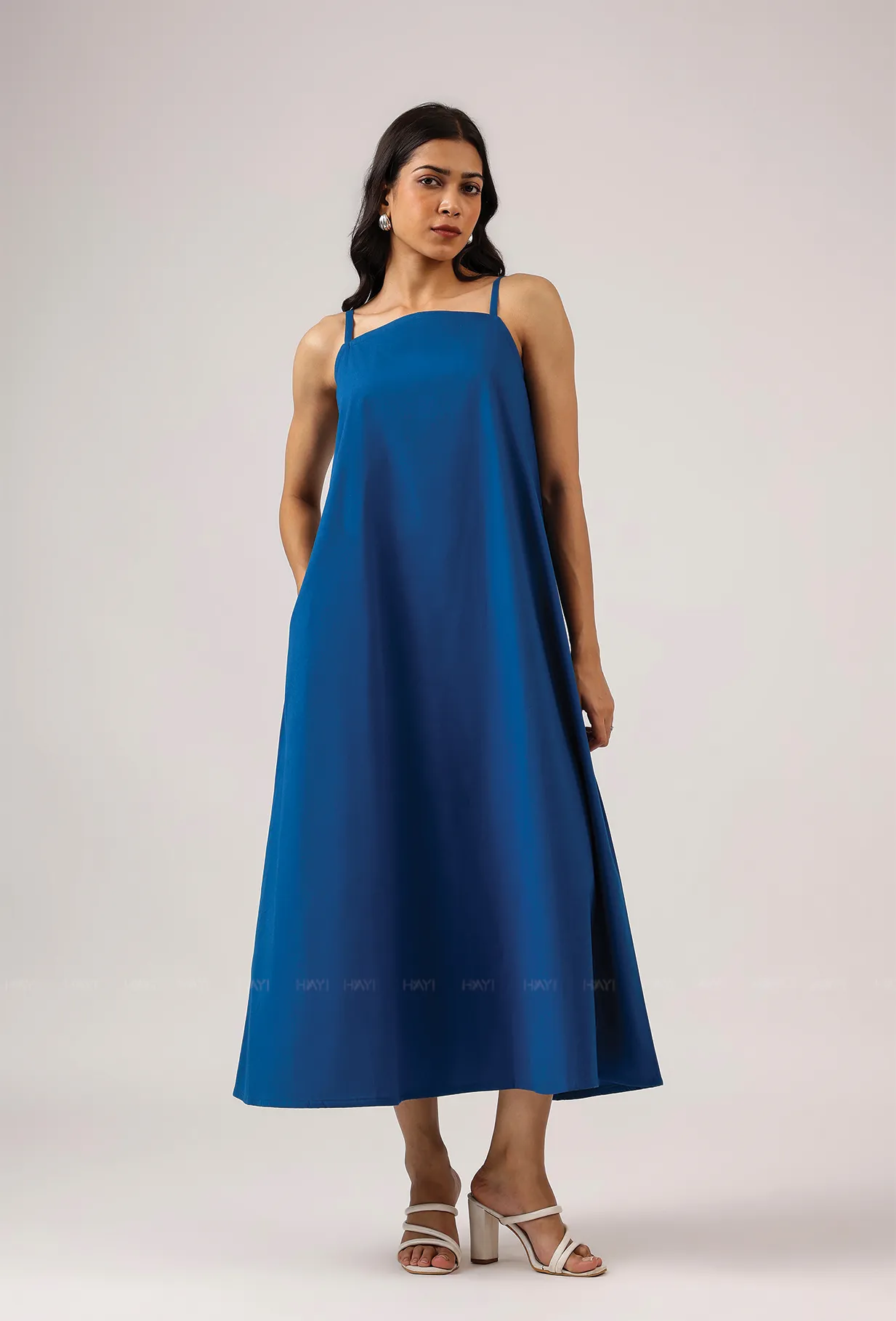 Ocean Eyes Blue Spaghetti Dress Fluid Cut Clean Chic