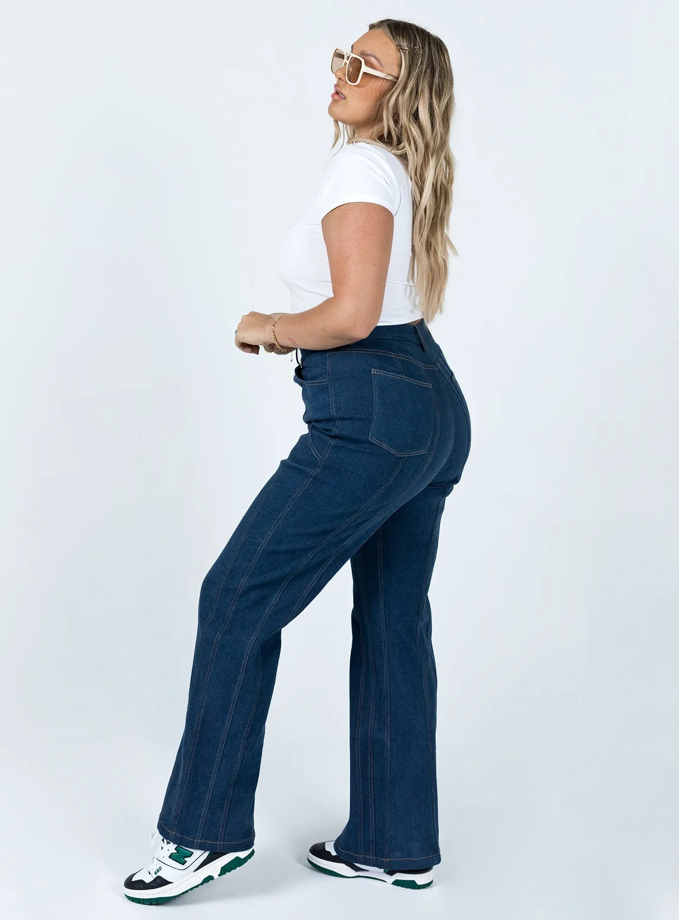Odette Flare Denim Jeans Blue Tailored Cut Fresh casual