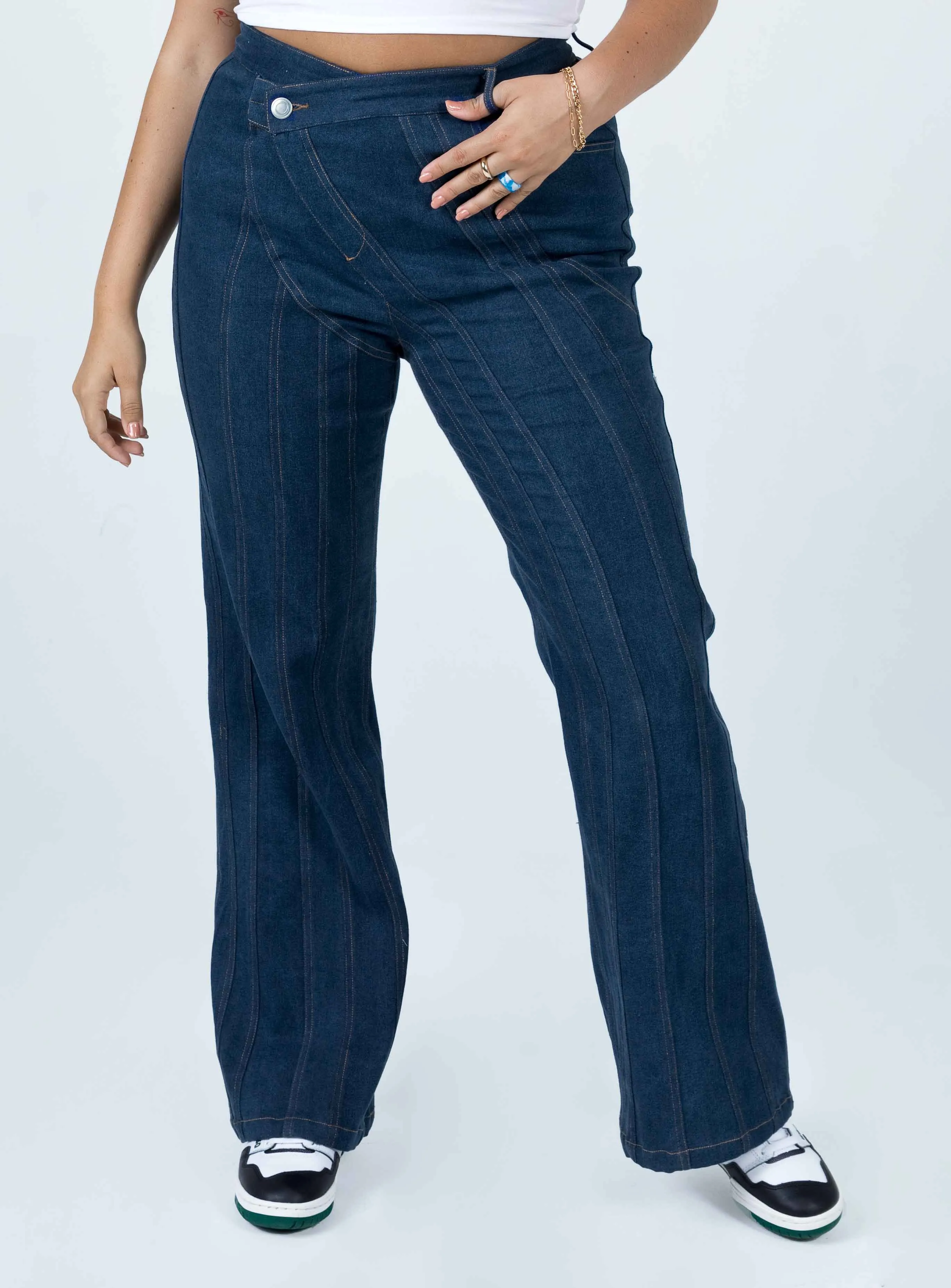 High-Quality Fabric Odette Flare Denim Jeans Blue