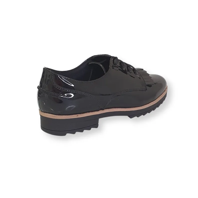 Lauren Thomas Womens Shoe Lolo Lace Black Patent Padded Comfort