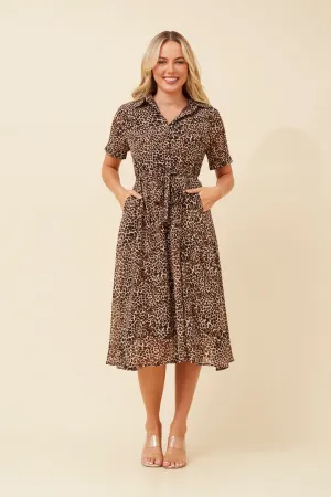 All Purpose OTILLE ANIMAL PRINT SHIRT DRESS