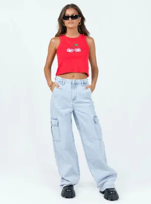 Marylou Cargo Jeans Light Wash Denim Ultra Basic