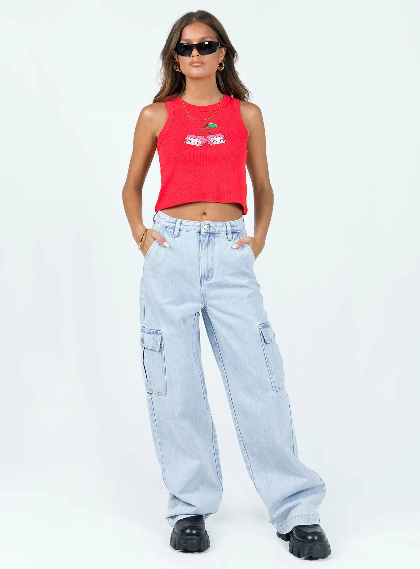 Marylou Cargo Jeans Light Wash Denim Ultra Basic