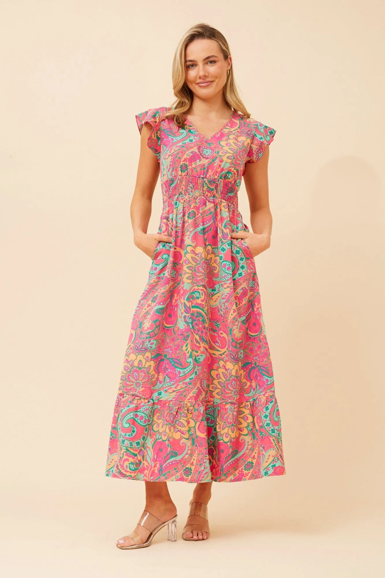 Grass Soft INIRA PAISLEY PRINT MAXI DRESS