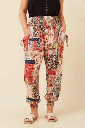Outdoor Essentials PATCHWORK PRINT HAREM PANTS