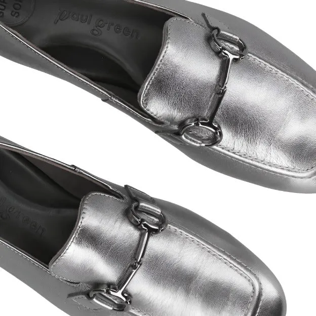 Paul Green Womens Shoe 2596-32 Silver Loafers style
