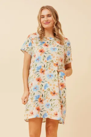 VINE FLORAL SHIFT DRESS Neutral palette Comfortable Wear