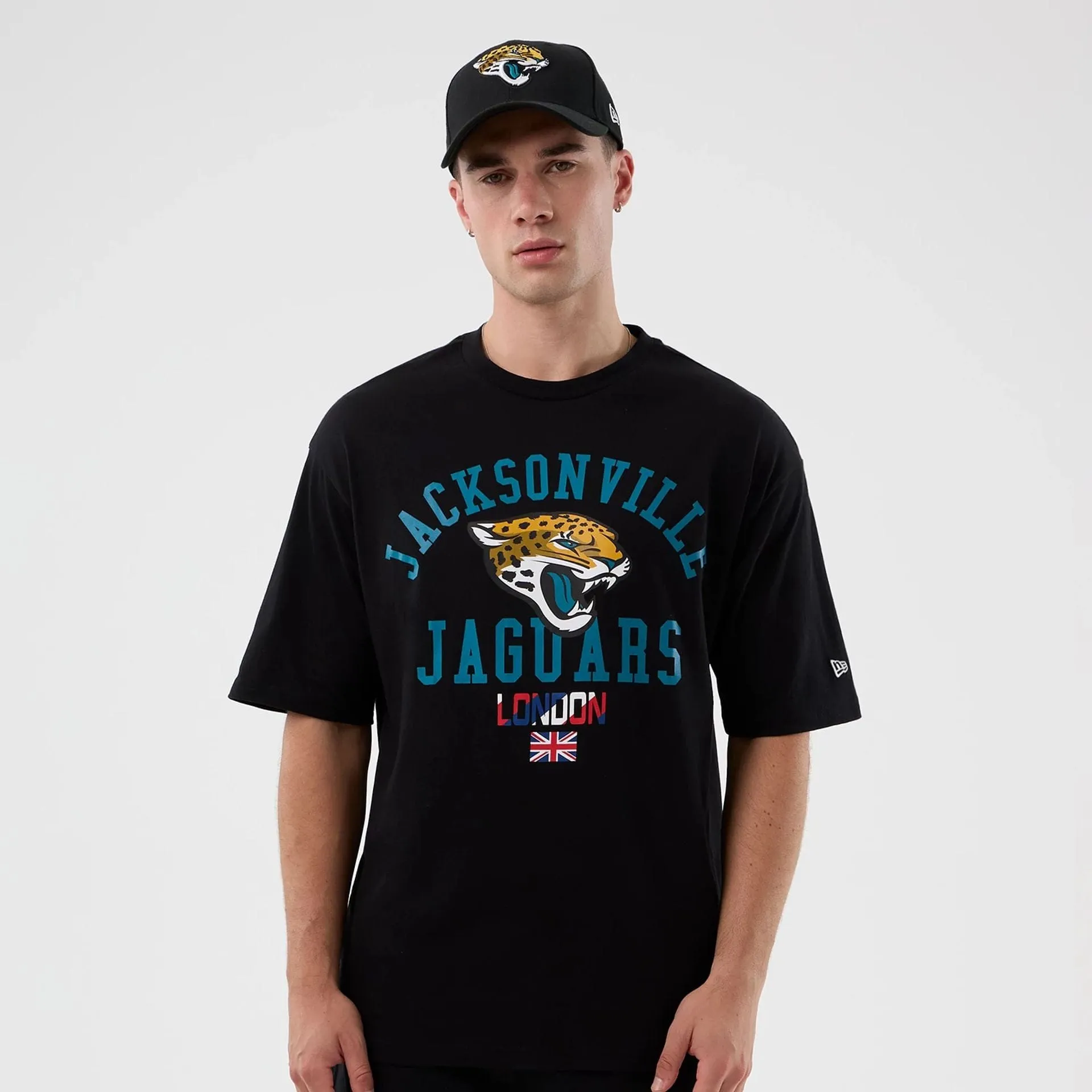 Comfortable and Chic Outdoor Comfort Style Jacksonville Jaguars NFL International Series Games Black Oversized T-Shirt