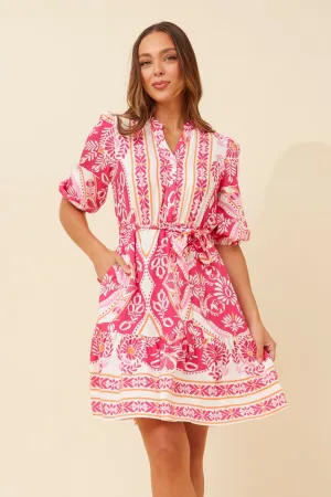 Work Comfort Glossy-Finish ZORINA BORDER PRINT DRESS