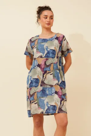 VINE ABSTRACT PRINT DRESS Mood Comfort Chic Energy