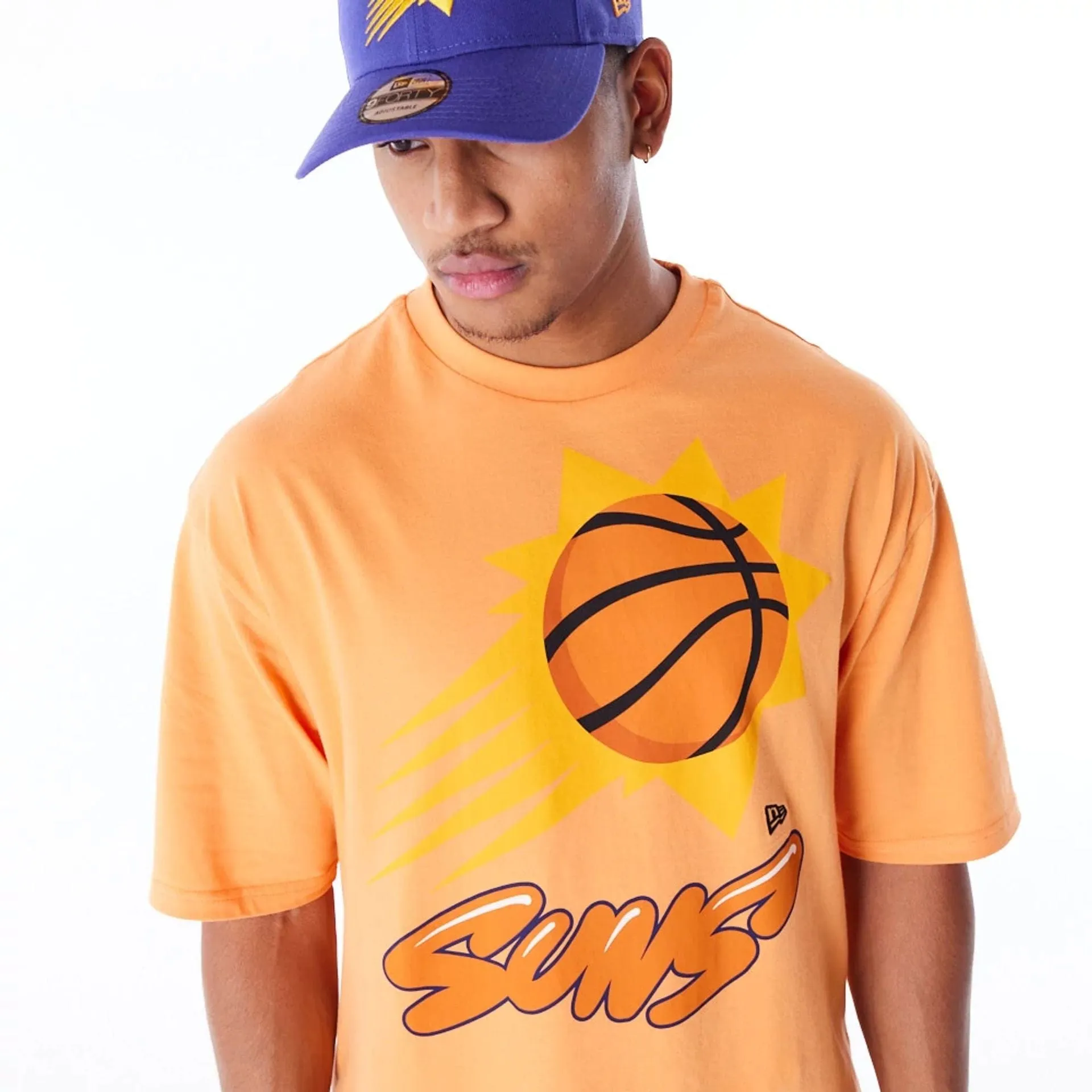 Phoenix Suns NBA Wordmark Orange Oversized T-Shirt short sleeved