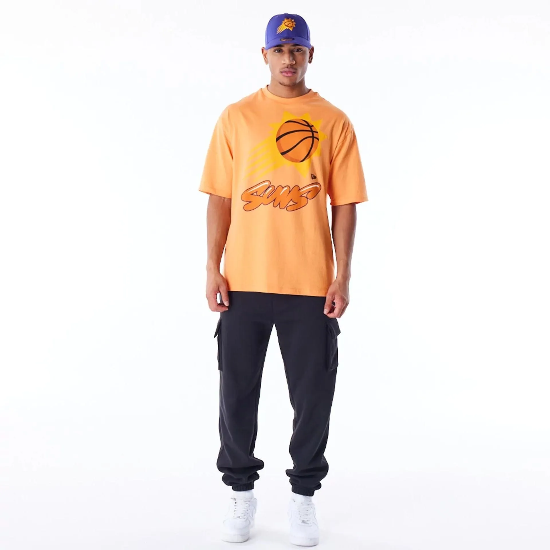 Sleek Comfort Fit Ethically Sourced Cotton Phoenix Suns NBA Wordmark Orange Oversized T-Shirt