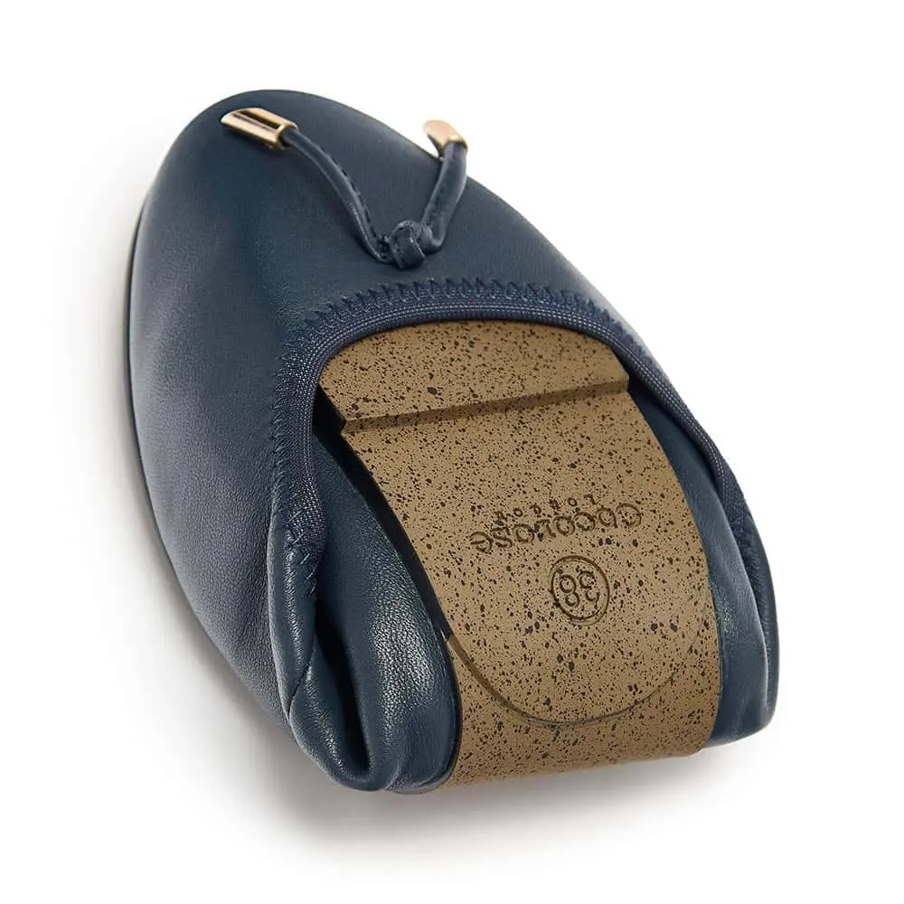 Pimlico - Navy Leather Ballet Flat Premium cushioning Anytime Wear