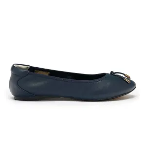 Pimlico - Navy Leather Ballet Flat School Run