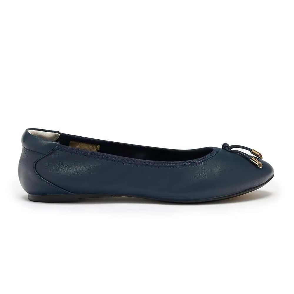 Pimlico - Navy Leather Ballet Flat School Run