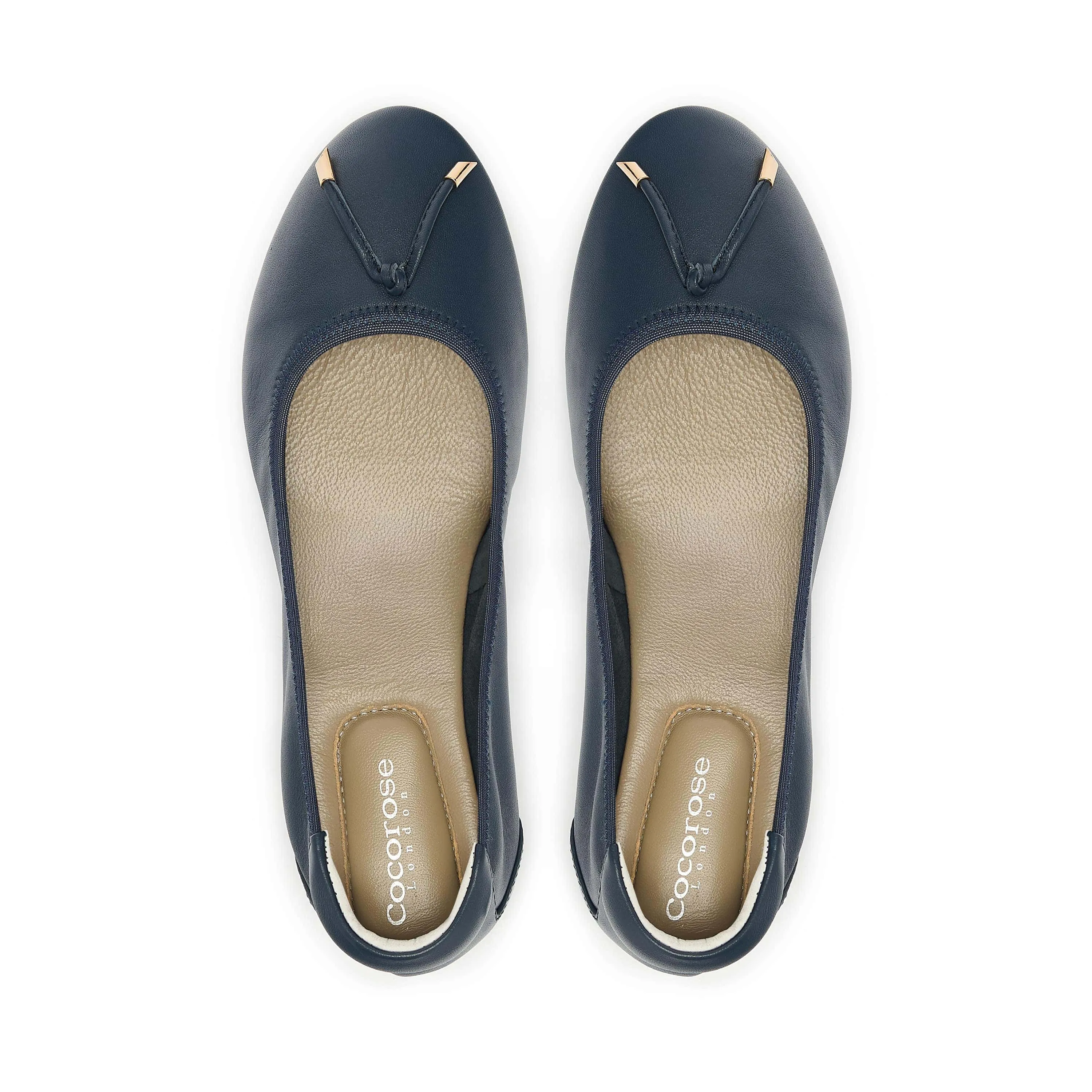 Cloudy Jog Pimlico - Navy Leather Ballet Flat