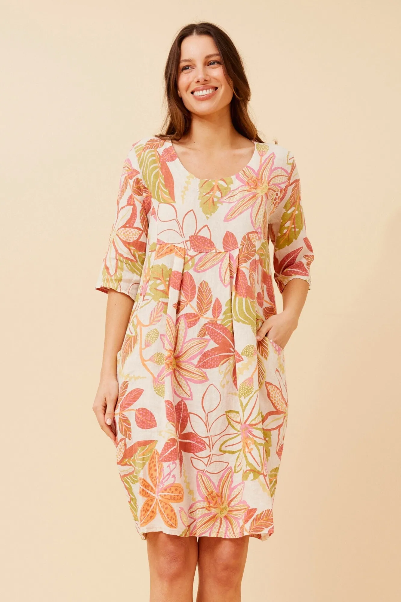 PISA FLORA LINEN DRESS Chic Comfort Look