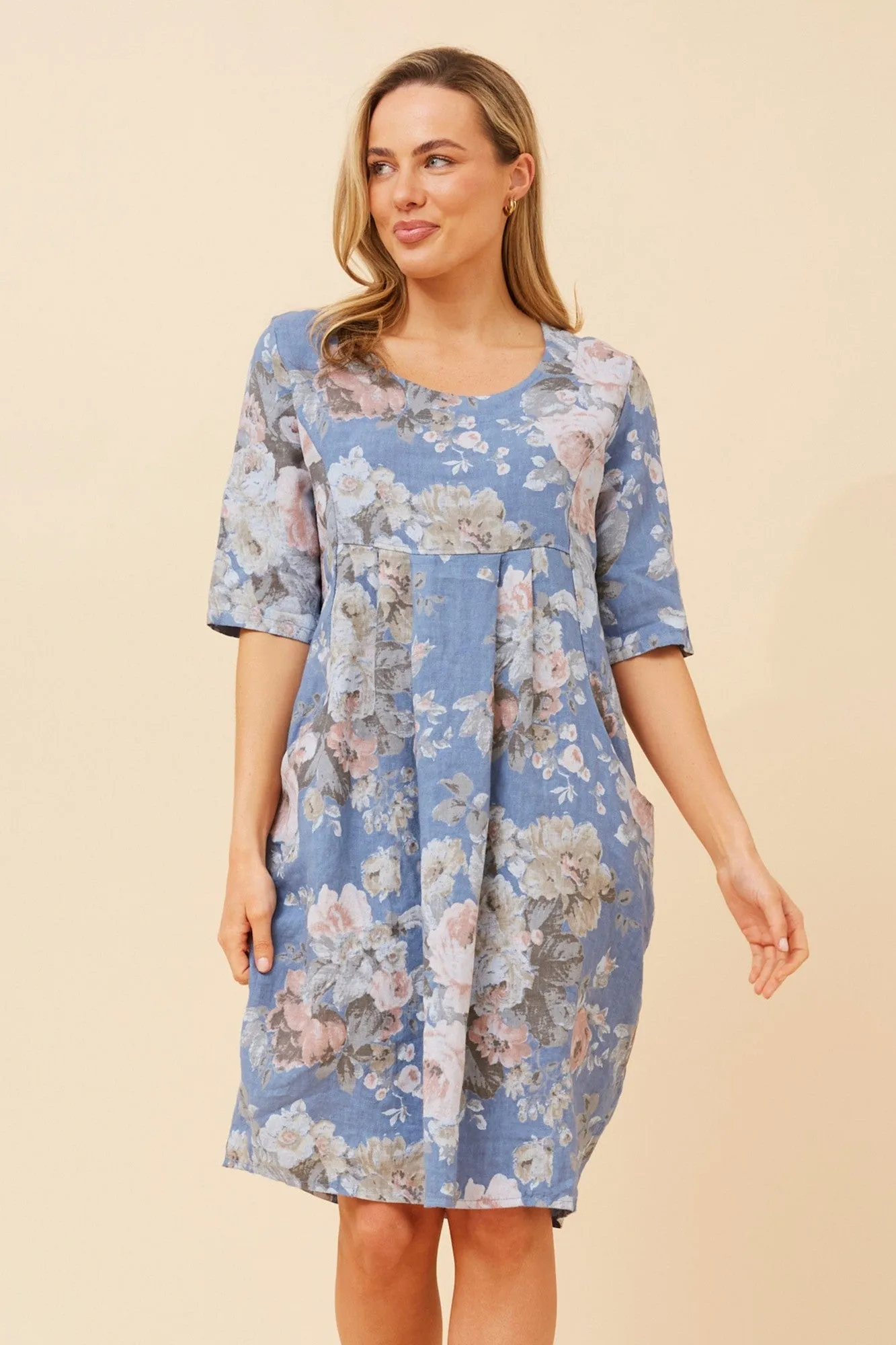 Luxe Fit Urban Edge PISA FLORAL LINEN DRESS