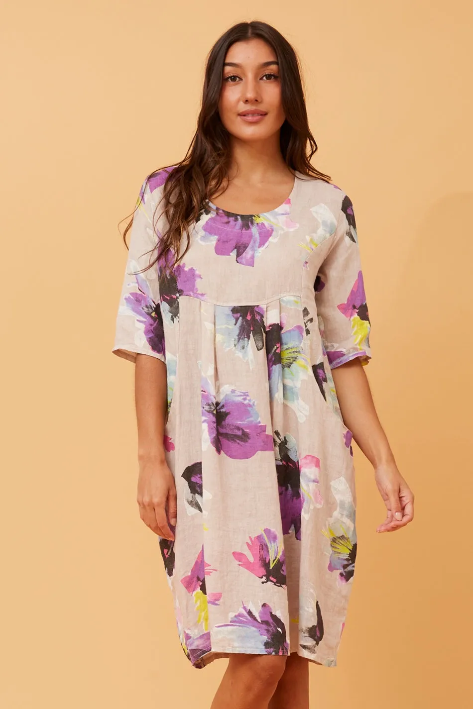 PISA FLORAL LINEN DRESS Evening-Wear