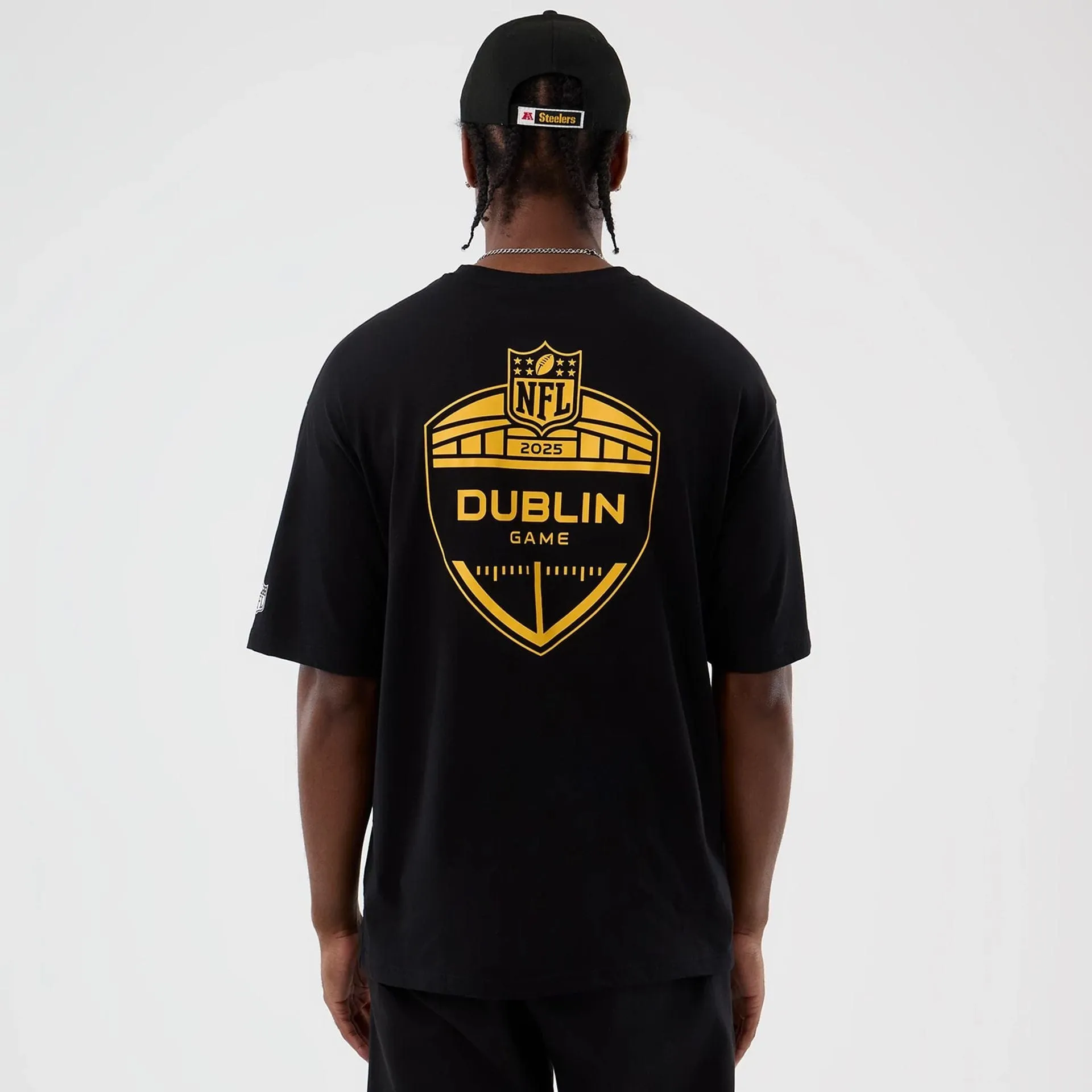 Smooth Finish Pittsburgh Steelers NFL International Series Games Black Oversized T-Shirt