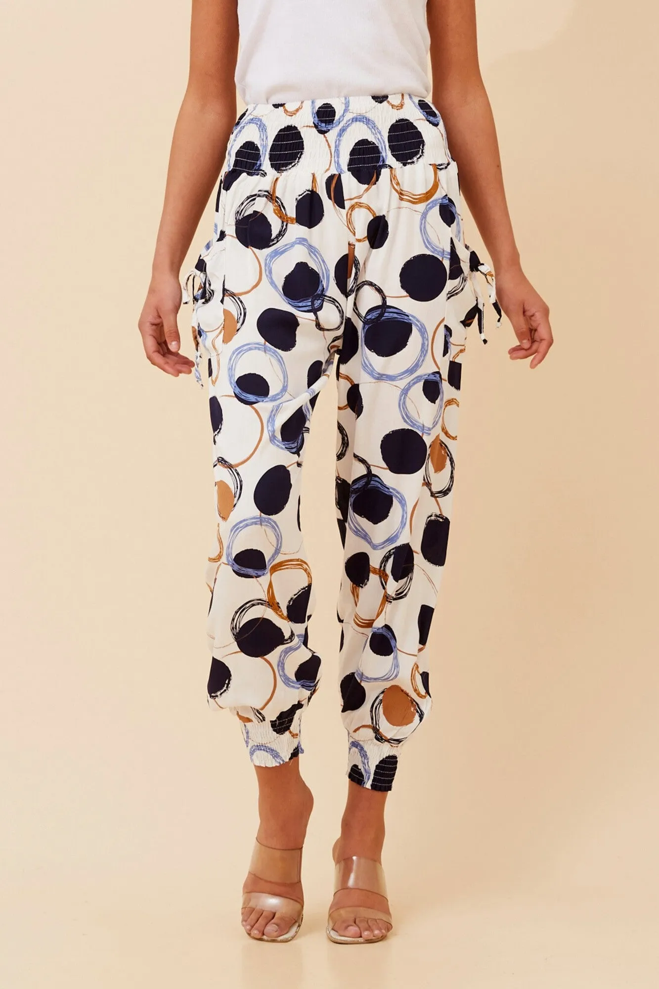POLKA DOT PRINT HAREM PANTS Water Resistant