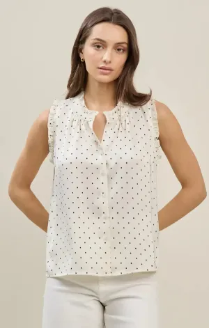 Polka Dot Satin Blouse Sport Ease Tropical Glow