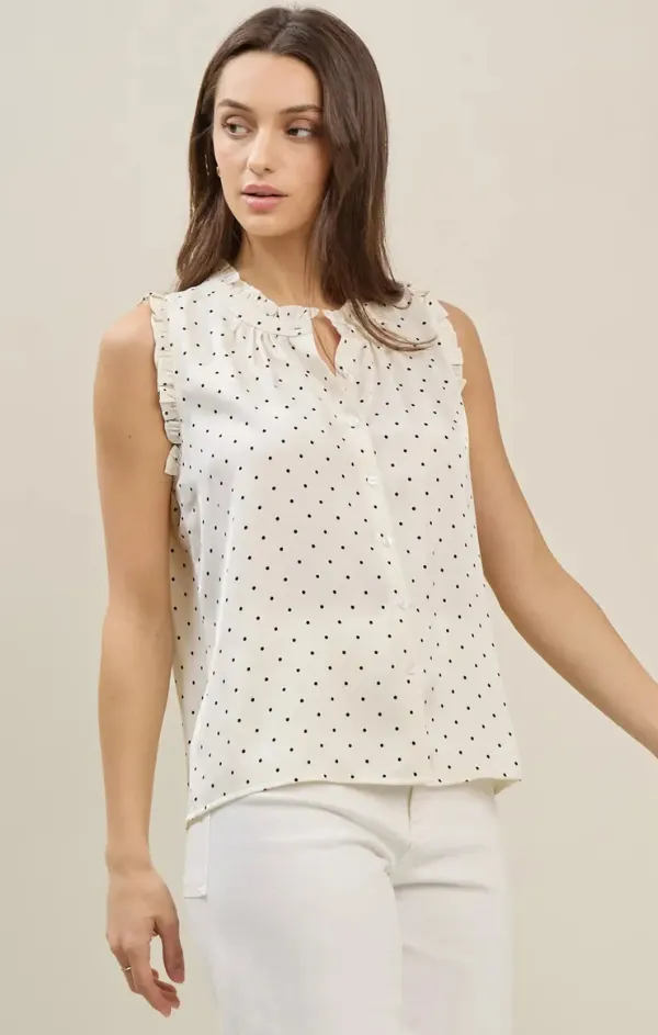 Polka Dot Satin Blouse Sophisticated Style WrinkleResistant Finish