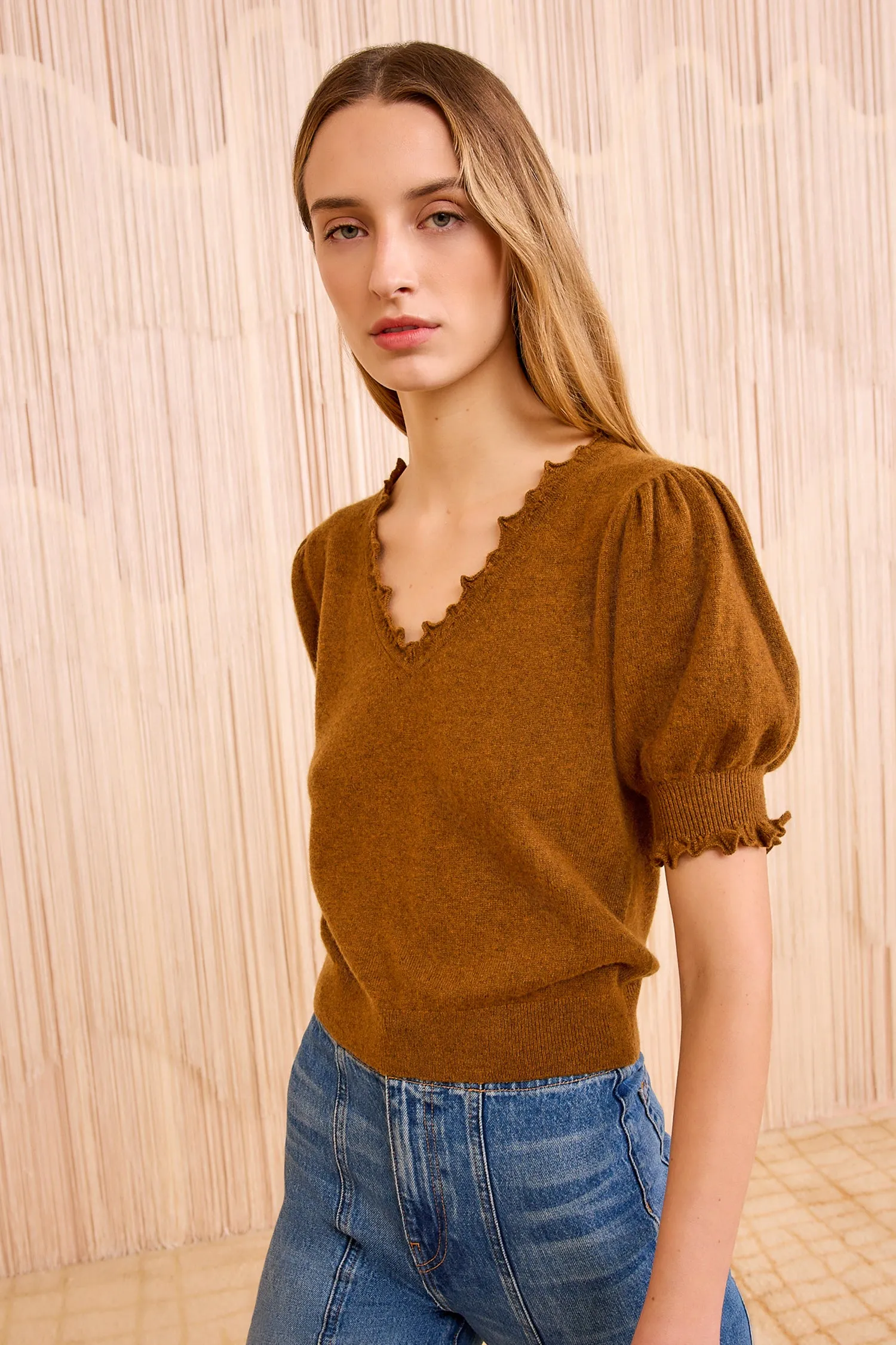 Polline Short Sleeve Top - Umber Casual Chic Chic Accessory